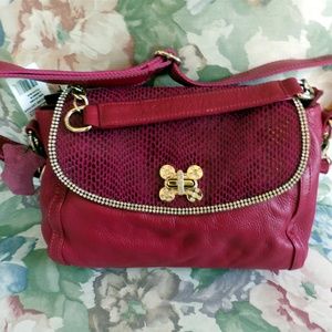 ASHA NWT Leather Turn-Lock Flap Handbag with pytho